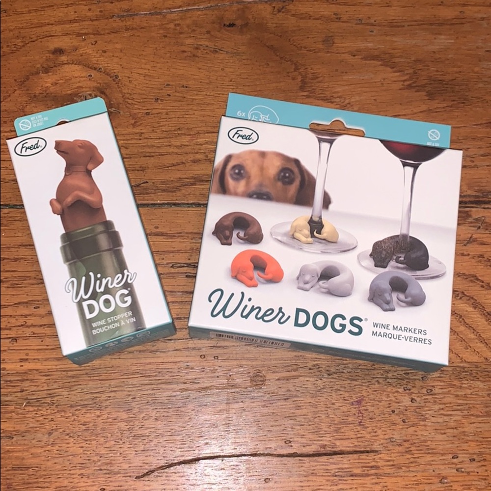 NWT Wine and Dog Lover Gift Set Stopper & Markers